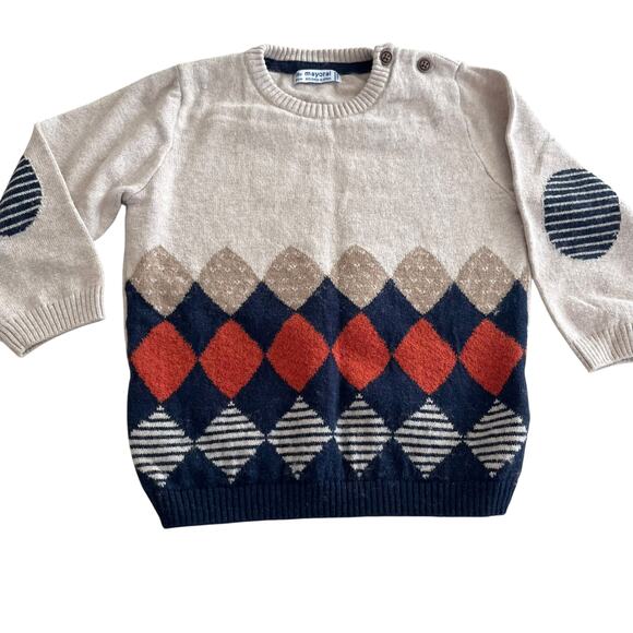 Mayoral Other - Mayoral Boys Tan argyle Wool Blend Sweater size 18 months